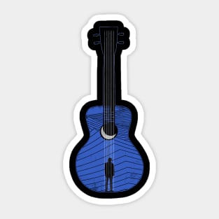 Blues Minimalist Guitar Design with Waves Sticker